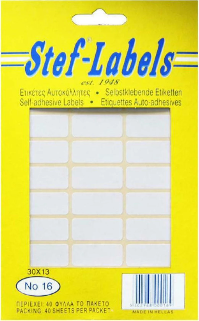 Stef Labels Αυτοκόλλητες Ετικέτες σε Λευκό Χρώμα 30x13mm