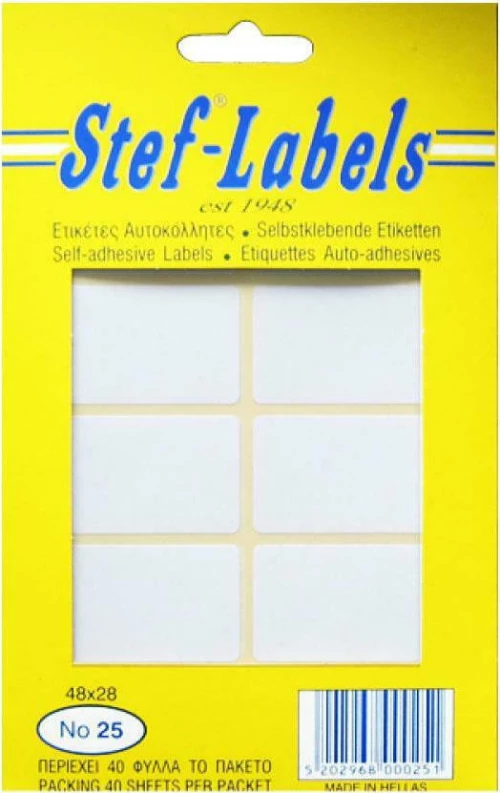 Stef Labels Αυτοκόλλητες Ετικέτες σε Λευκό Χρώμα 48x28mm