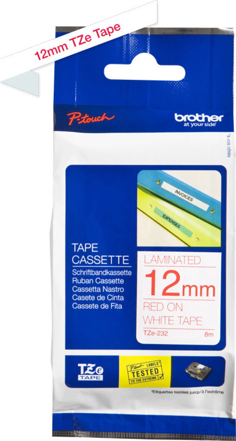 Brother TZE-232 Ταινία Ετικετογράφου (8m x 12mm) Λευκό