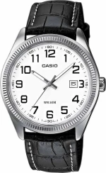 Casio Ρολόι με Δερμάτινο Λουράκι σε Μαύρο χρώμα