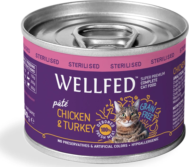 Wellfed Sterilised Γαλοπούλα/Κοτόπουλο Πατέ 200gr