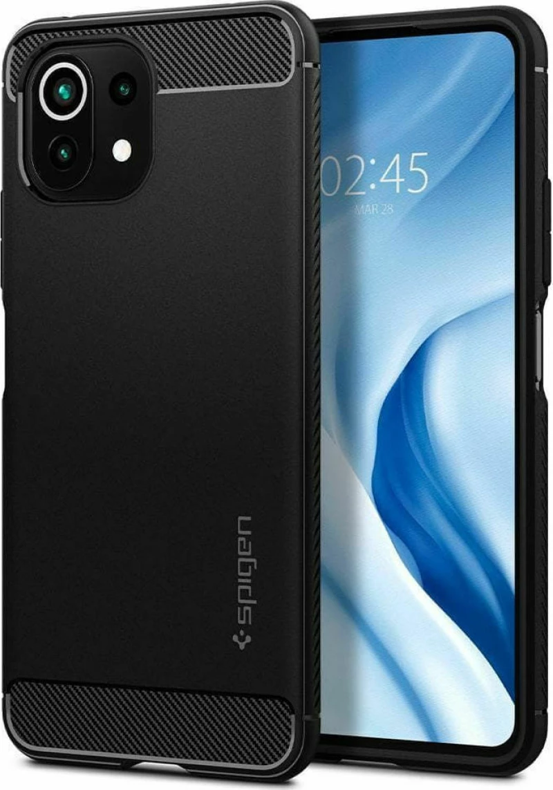 Spigen Rugged Armor Back Cover Σιλικόνης Μαύρο (Mi 11 Lite)