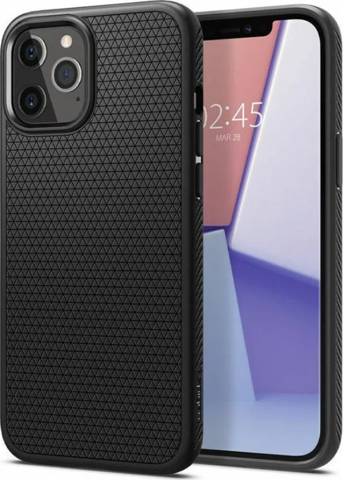 Spigen Liquid Air Back Cover Σιλικόνης Μαύρο (iPhone 12 / 12 Pro)