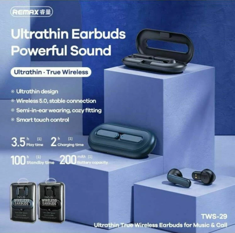Remax TWS-29 Earbud Bluetooth Handsfree Μαύρο
