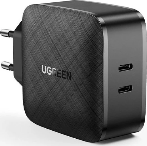 Ugreen 2x USB-C Wall Adapter 65W Μαύρο (70867)