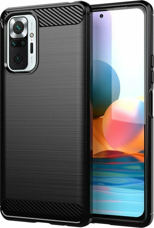 Hurtel Carbon Back Cover Σιλικόνης Μαύρο (Redmi Note 10 Pro)