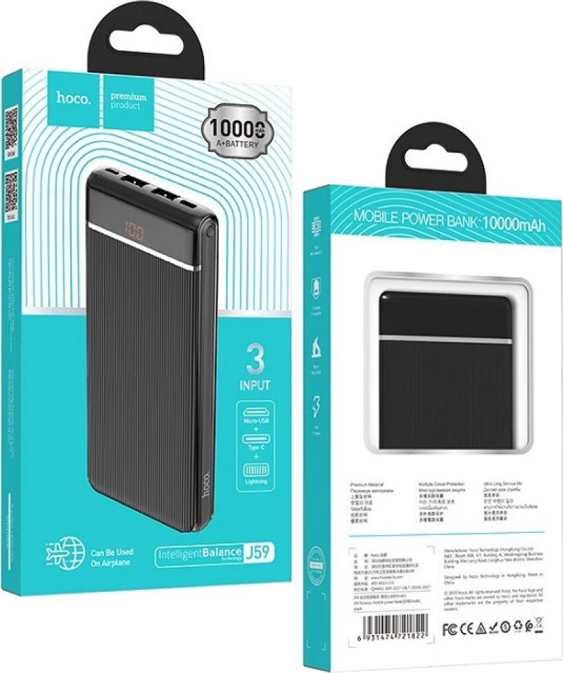Hoco J59 Famous 10000mAh Μαύρο