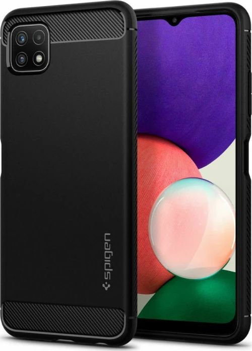 Spigen Rugged Armor Back Cover Σιλικόνης Ανθεκτική Matte Black (Galaxy A22 5G)