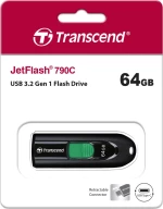Transcend JetFlash 790C 64GB USB 3.1 Μαύρο