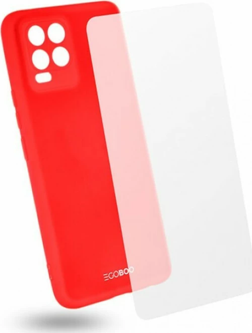 Egoboo Rubber Back Cover Σιλικόνης Κόκκινο & Tempered Glass (Realme 8/8 Pro)