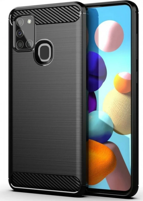 Ancus Carbon Series Back Cover Σιλικόνης Μαύρο (Galaxy A21s)