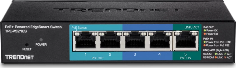 Network Switch Trendnet 5-Port Gbit EdgeSmart PoE+ 18 W Metall