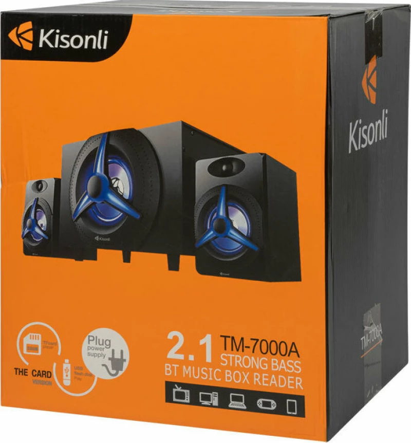 Speakers Kisonli Tm-7000A, Bluetooth, 15W+2X5W, 220V, Black - 22148