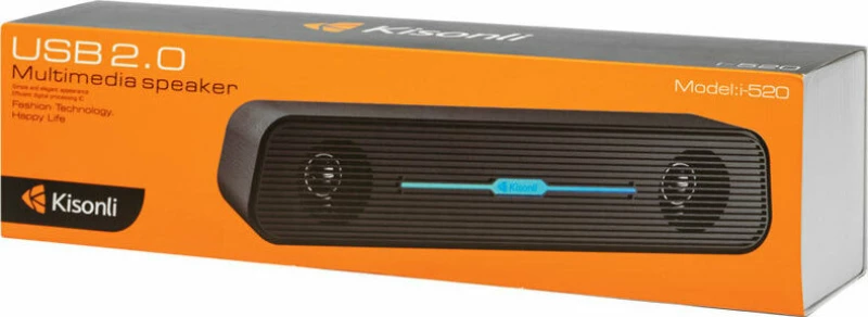 Speaker Kisonli i-520, 2x3W, USB, Black - 22154