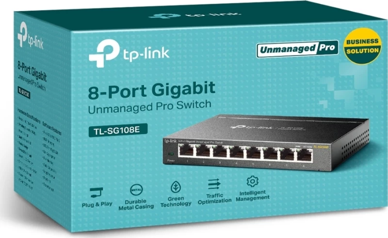 Switch 8-Port Gigabit Unmanaged Smart 10/100/1000Mbps Tl-Sg108E V6.0
