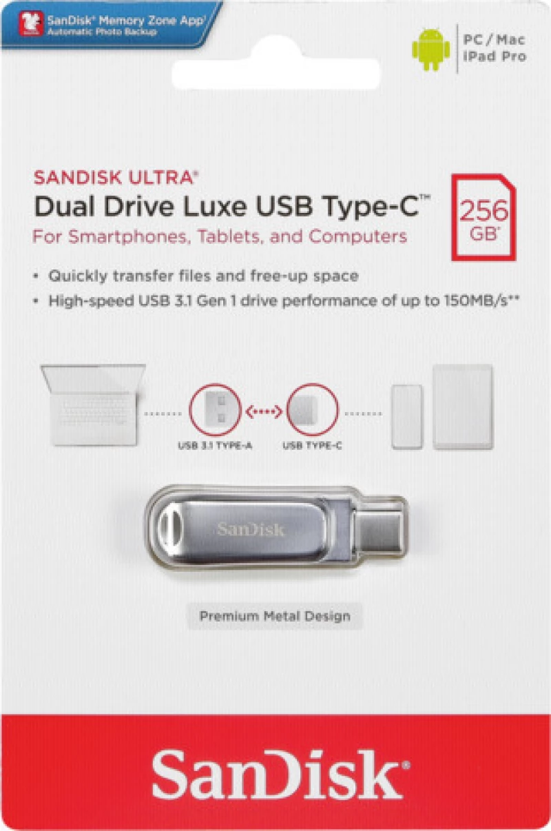 Sandisk Ultra Dual 256GB USB 3.1 Ασημί