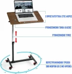 Tatkraft Τροχήλατο τραπεζάκι laptop 60 x 34 x 71/96 cm