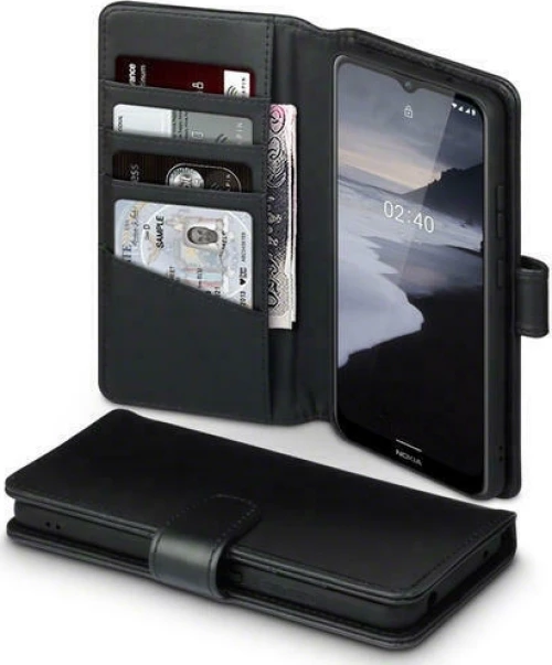 Terrapin Wallet Δερμάτινο Μαύρο (Nokia 2.4)