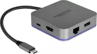 DeLock USB Type-C Docking Station for Mobile Devices 4K - HDMI / Hub / LAN / PD 3.0 with LED illumination