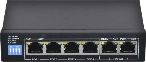 Extralink Krios Poe Switch 4X Gigabit Poe/Poe+, 2X Rj45 Uplink Gigabit, 60W