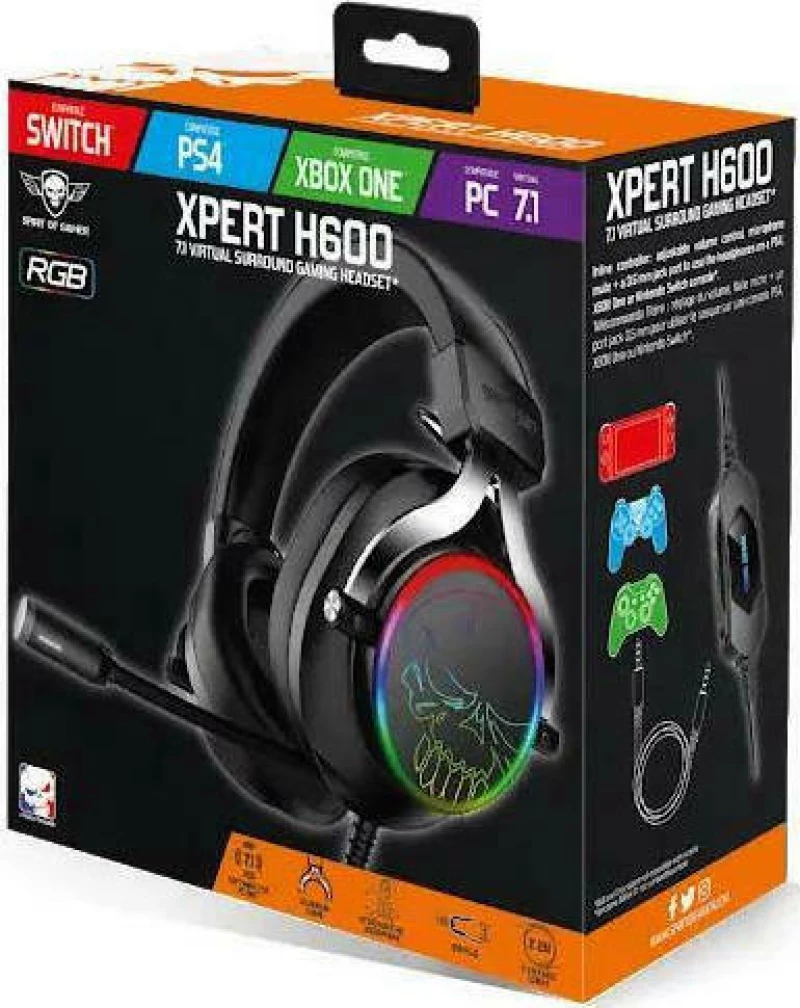Spirit of Gamer XPERT-H600 Over Ear Gaming Headset (USB)