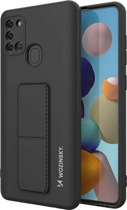 Wozinsky Kickstand Flexible Back Cover Σιλικόνης Μαύρο (Galaxy A21s)