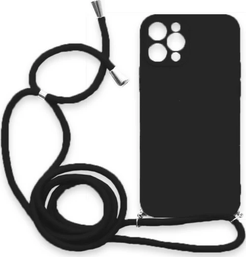 Θήκη Σιλικόνης Crossbody για Apple iPhone 12 Pro Max - Μαύρο