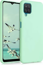 Samsung A12 – Anti-slip Liquid Silicone Gel Rubber Bumper Case with Soft Microfiber Lining Cushion Slim Hard Shell – mint matte (oem)