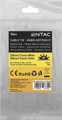 Entac Δεματικά Καλωδίων 250x3.6mm Λευκό 50τμχ