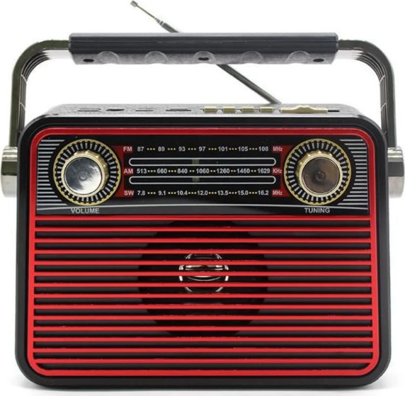 M-180 Retro Φορητό Ραδιόφωνο Επαναφορτιζόμενο με USB Κόκκινο