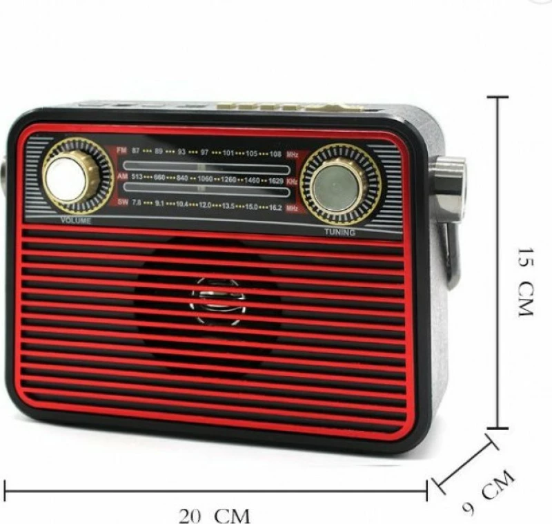 M-180 Retro Φορητό Ραδιόφωνο Επαναφορτιζόμενο με USB Κόκκινο