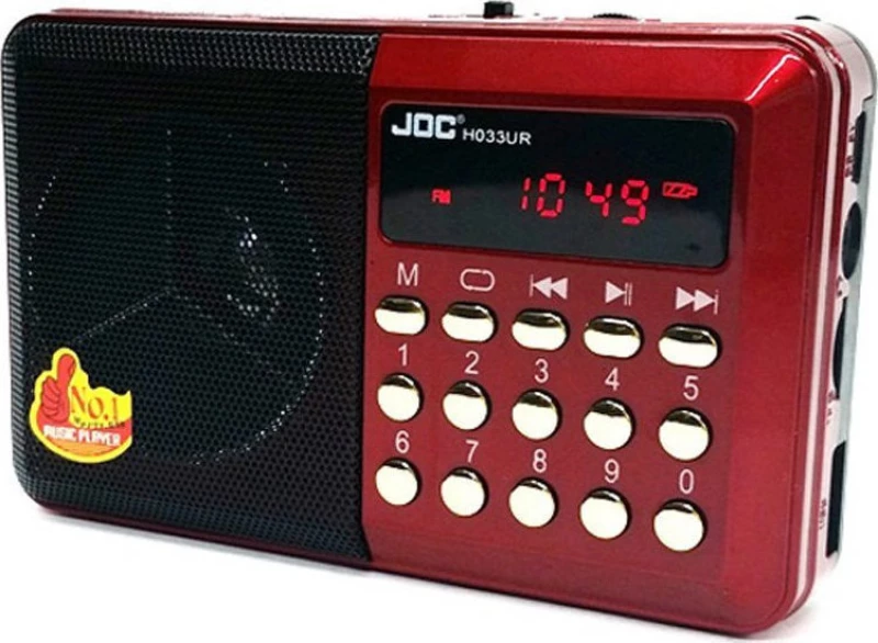 JOC H011 Φορητό Ραδιόφωνο Επαναφορτιζόμενο με USB Κόκκινο