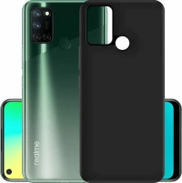 Realme 7i (6.5 inches)- Slim Liquid Silicone Gel Rubber Case Soft Touch Back Cover matte Black (oem)