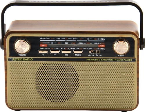 KEMAI MD-505BT Retro Φορητό Ραδιόφωνο Επαναφορτιζόμενο με Bluetooth και USB Καφέ