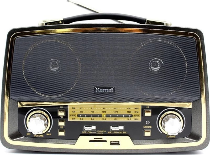 KEMAI MD-1701BT Retro Επιτραπέζιο Ραδιόφωνο Επαναφορτιζόμενο με USB Μαύρο