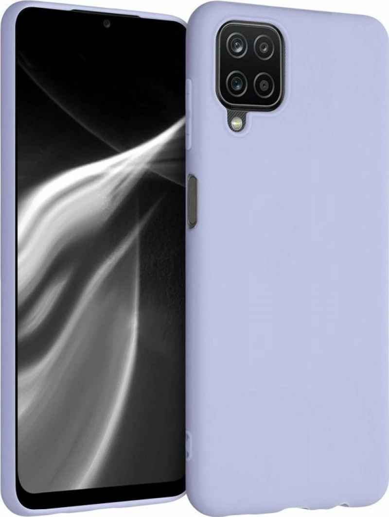 Samsung A12 – Anti-slip Liquid Silicone Gel Rubber Bumper Case with Soft Microfiber Lining Cushion Slim Hard Shell – Light Purple (oem)