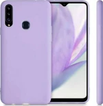 Samsung Galaxy A20S – Anti-slip Liquid Silicone Gel Rubber Bumper Case with Soft Microfiber Lining Cushion Slim Hard Shell- Μωβ