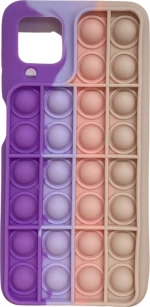 Samsung Galaxy A12 - Fidget Multicolour Soft Silicone Cover with Pop it-Purple /Nude (oem)