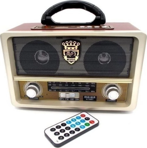 Meier M-108BT Retro Επιτραπέζιο Ραδιόφωνο Επαναφορτιζόμενο με USB Καφέ