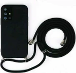 Xiaomi Poco M3 – Crossbody Back Cover Σιλικόνης Διάφανο με Κορδόνι- Black (oem)