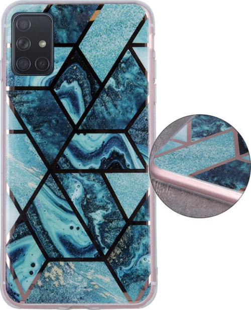 Geometric Marmur Case Back Cover (Samsung Galaxy A71) dark-blue