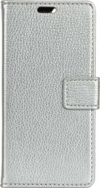 Samsung Galaxy A20e Case (5.8") - Δερμάτινη Αναδιπλούμενη Book Case με Ενσωματωμένη Θήκη Σιλικόνης – Silver (oem)