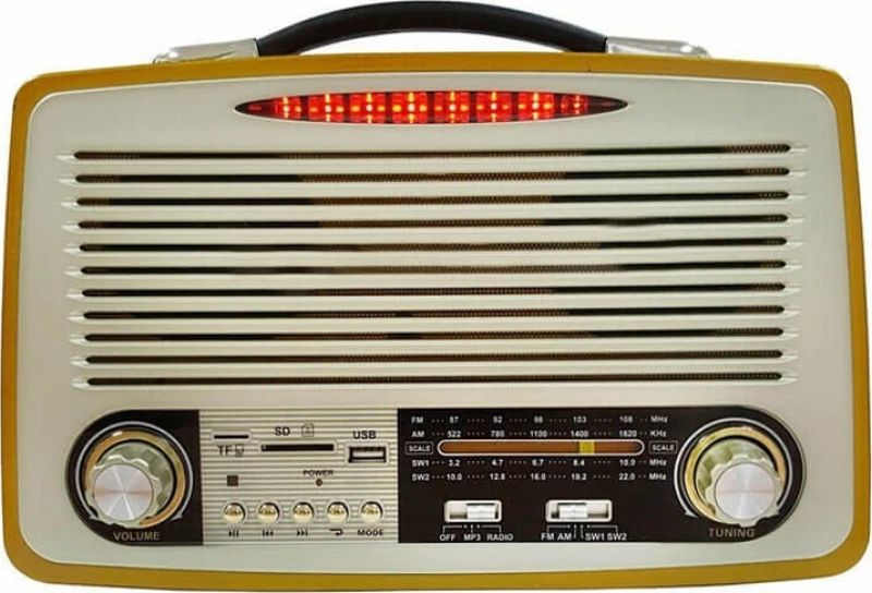 KEMAI MD-1700BT Retro Επιτραπέζιο Ραδιόφωνο Επαναφορτιζόμενο με USB Μπεζ