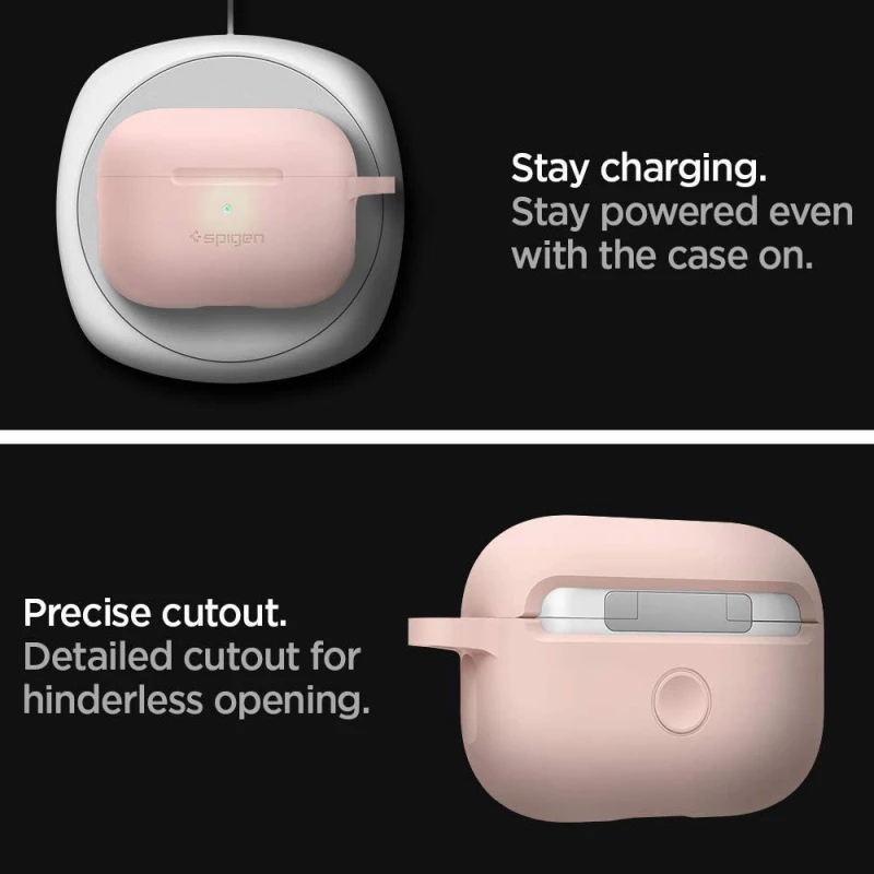Spigen Silicone Fit with Carabiner for AirPods Pro Ροζ