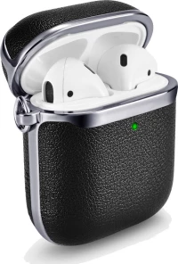 iCarer Electroplating PU Leather Μαύρο / Ασημί (Apple AirPods)
