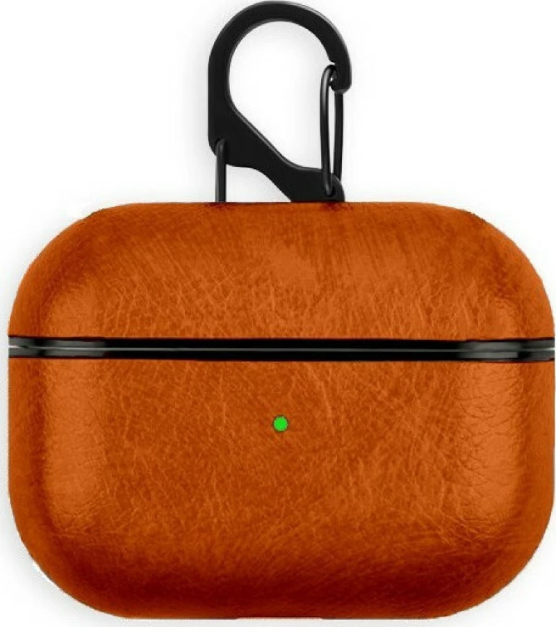Θήκη Δερματίνης με γάντζο για Apple Airpods Pro - Πορτοκαλί