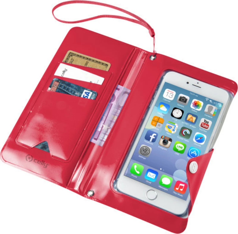 Celly Splash Wallet έως 5.7" (Ροζ)