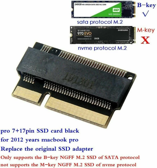 mini μαυρο 7+17 pin ssd macbook air 2012 B-key M2 NGFF sata adapter
