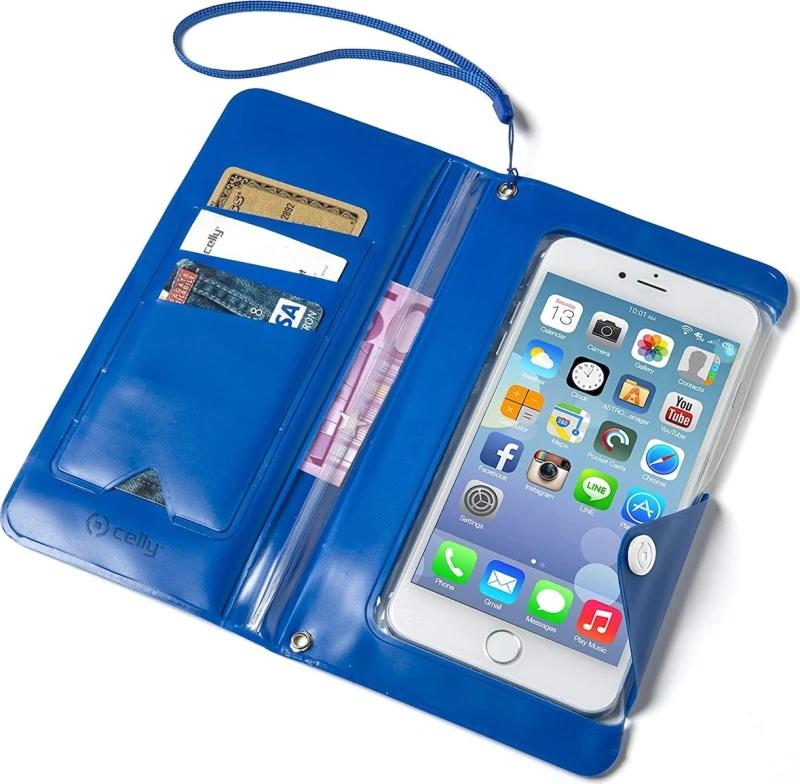 Celly Splashproof Wallet έως 5.7" (Μπλε)