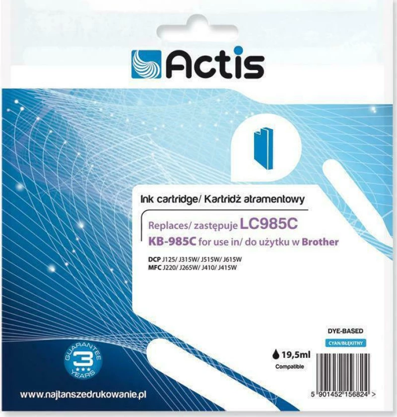 Actis Συμβατό Μελάνι Brother LC985C Κυανό
